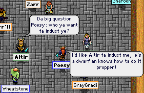 Altir asks who I would like to induct me.