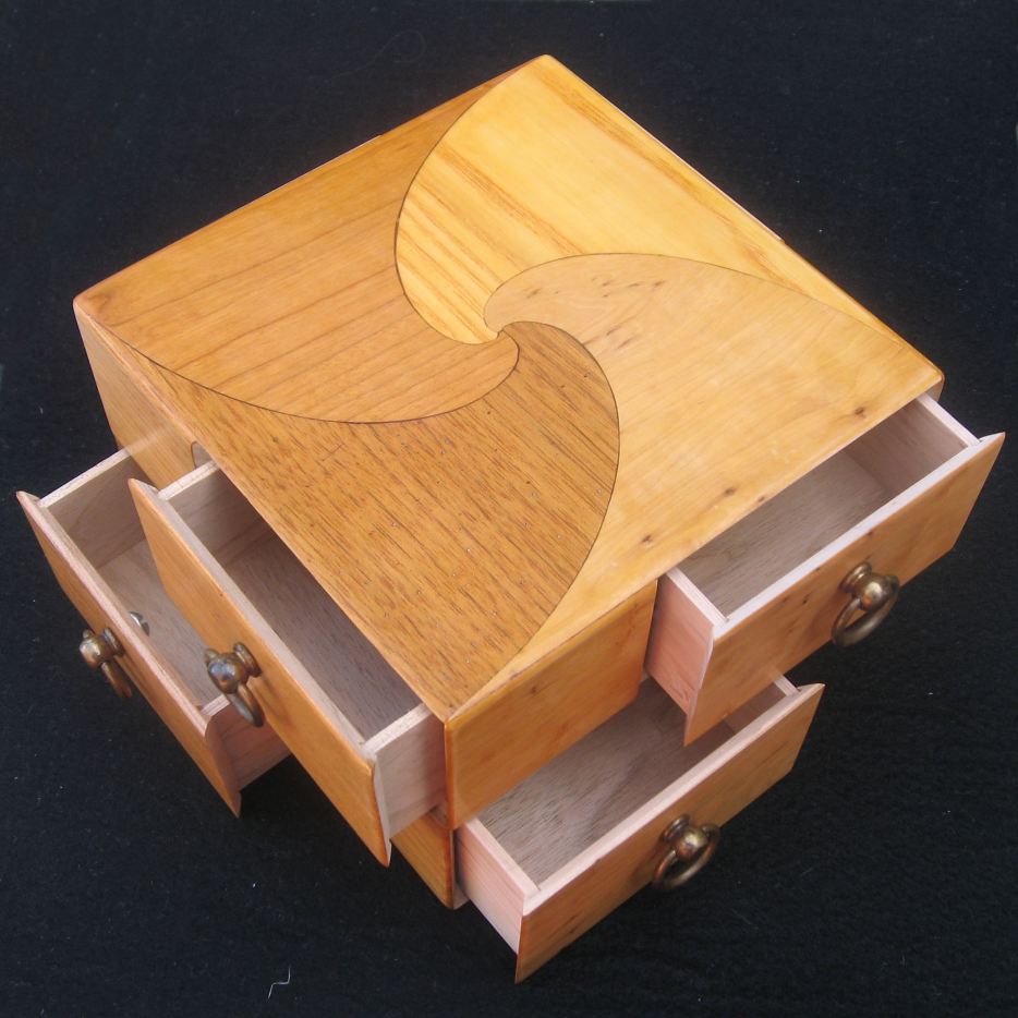 Wooden Box with Drawers